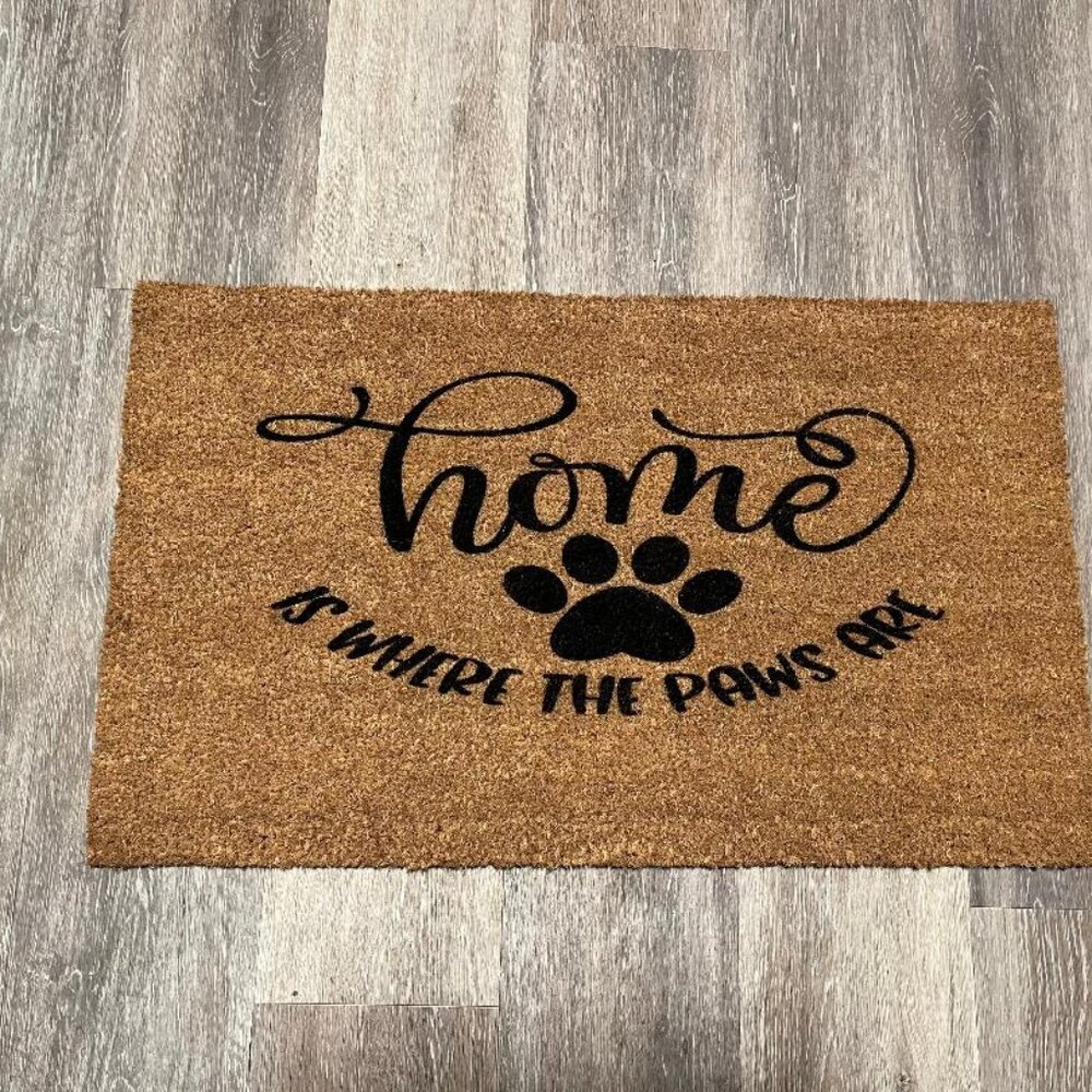 Home is Where the Paws Are decorative coir doormat